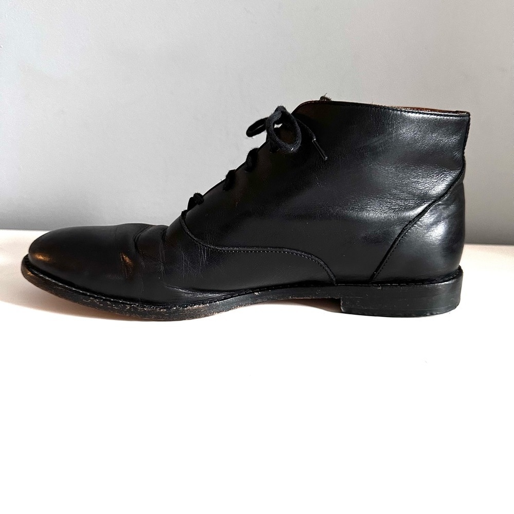 Classic Black Leather Ankle Boots - Women's Lace-Up Booties - Picture 4 of 11